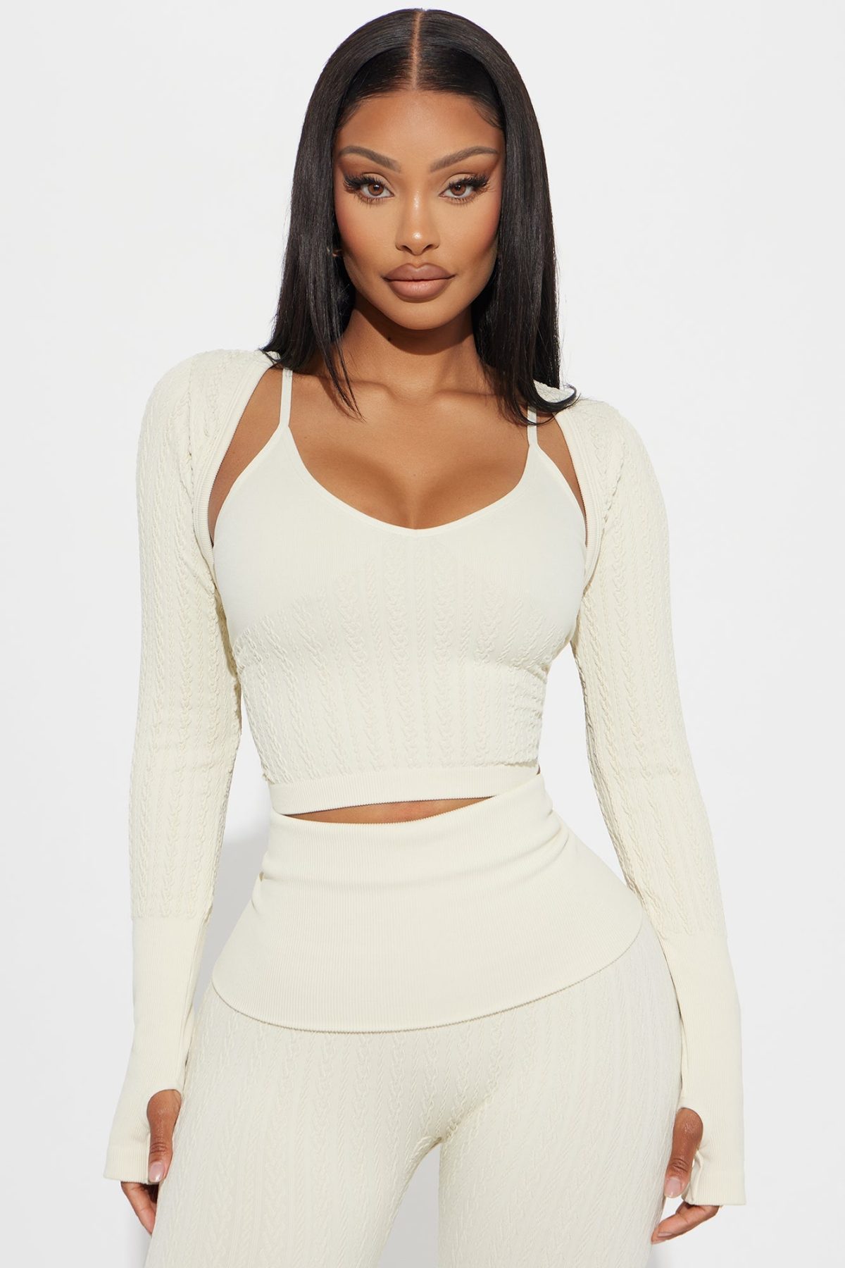 Kya 3 Piece Textured Knit Set - Cream