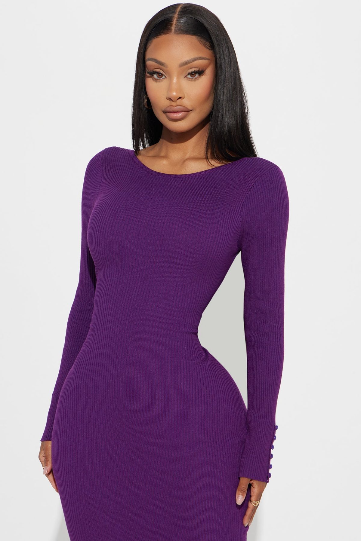 Cierra Backless Sweater Maxi Dress - Purple