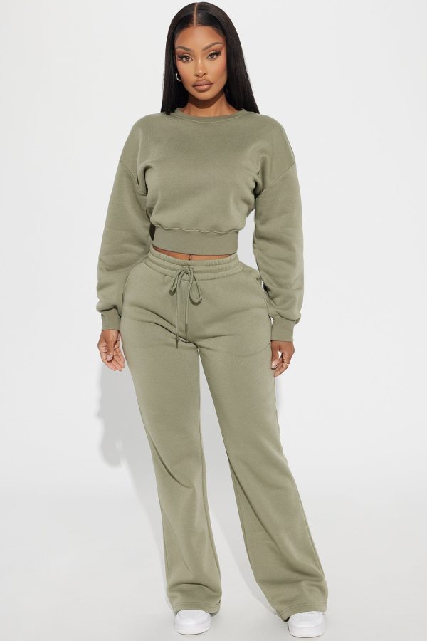 Candice Lounge Flare Pant - Olive