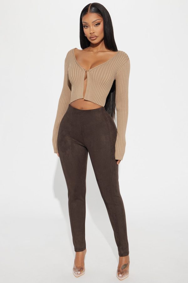 Hera Faux Suede Legging - Brown