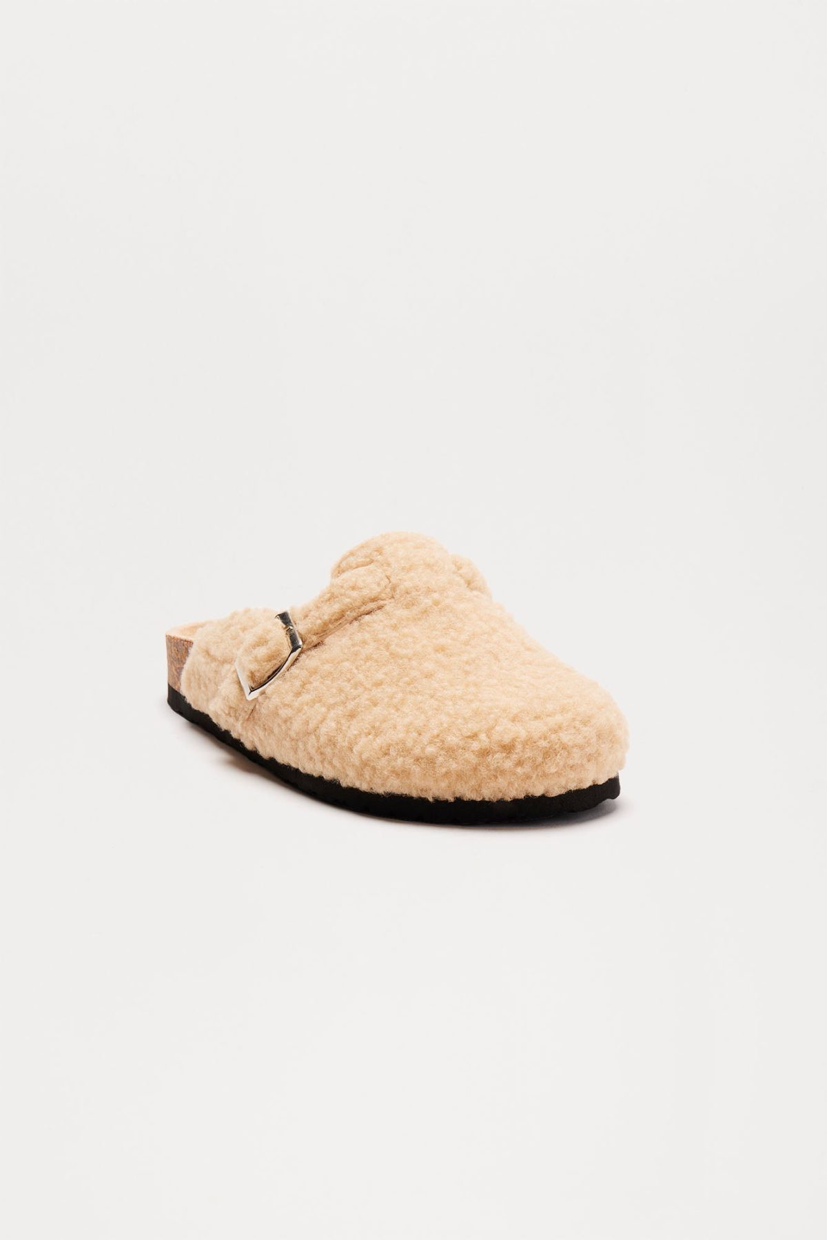 Leo Sherpa Slides - Beige