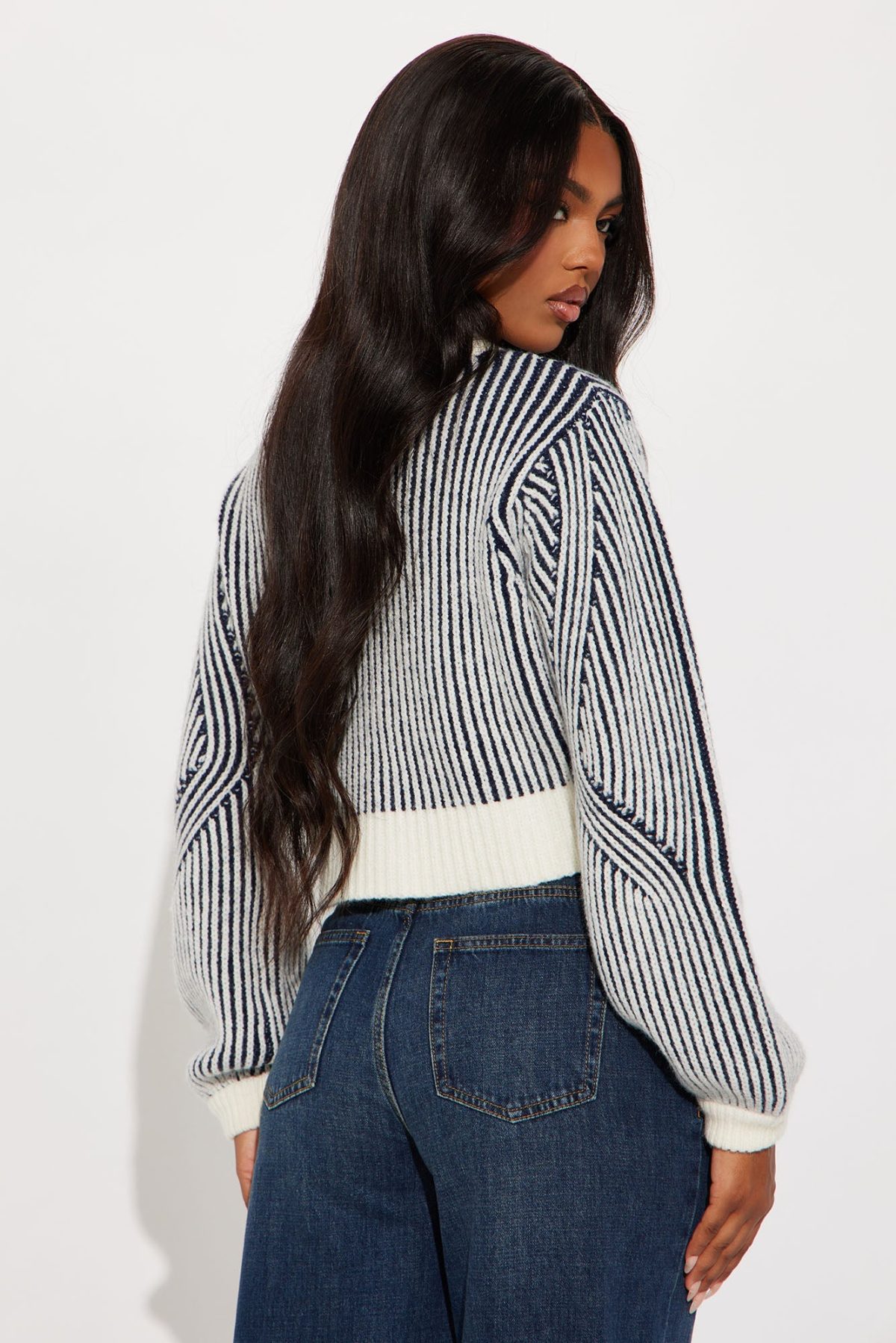 Try Harder Striped Sweater - Navy/combo