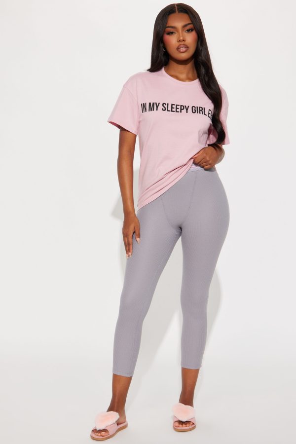 Sleepy Girl Era Waffle PJ Jogger Set - Pink/combo