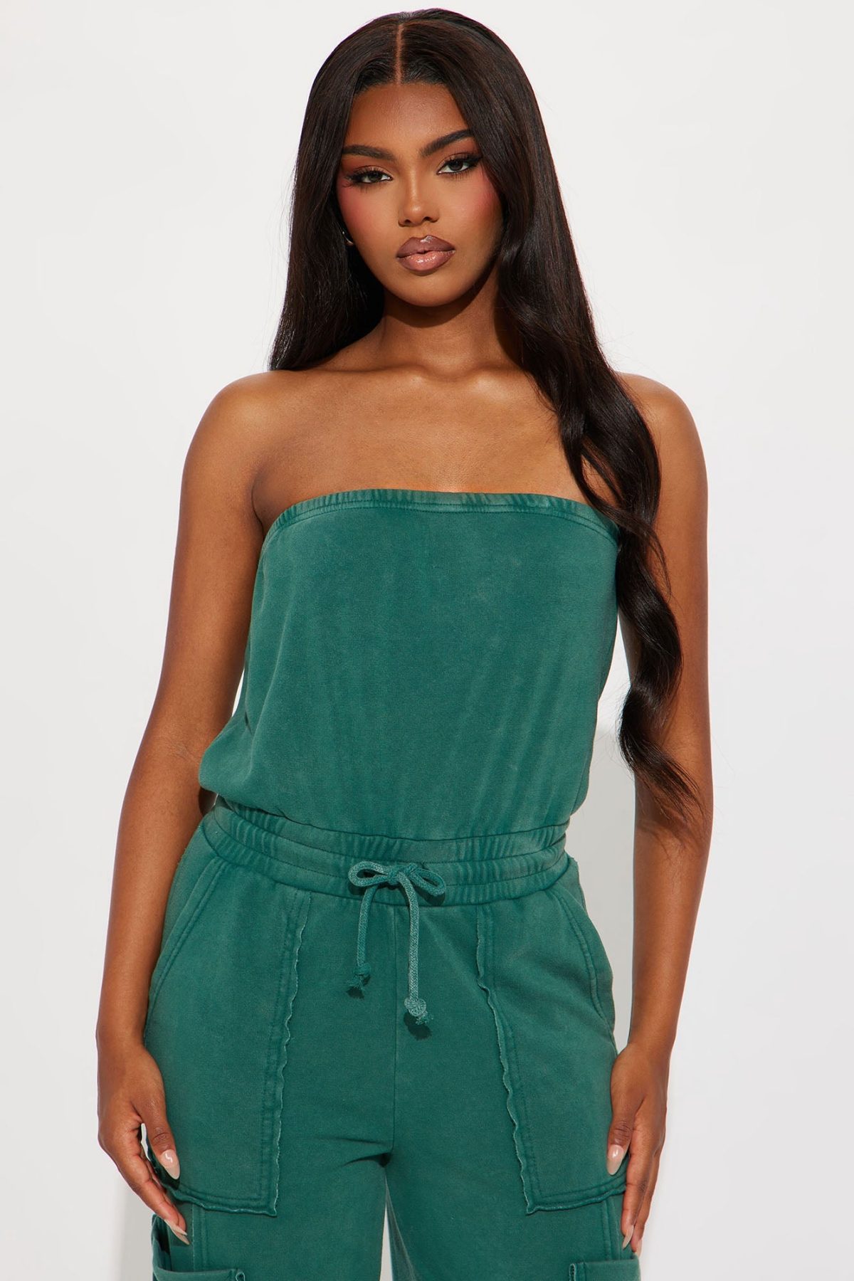 Lounge Around Washed Jumpsuit - Green