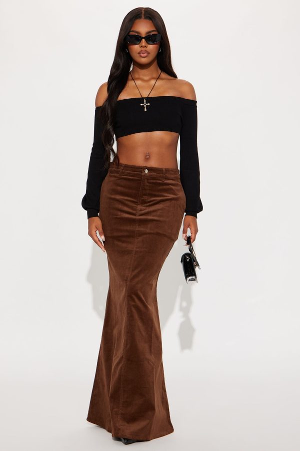 Charmaine Corduroy Maxi Skirt - Brown