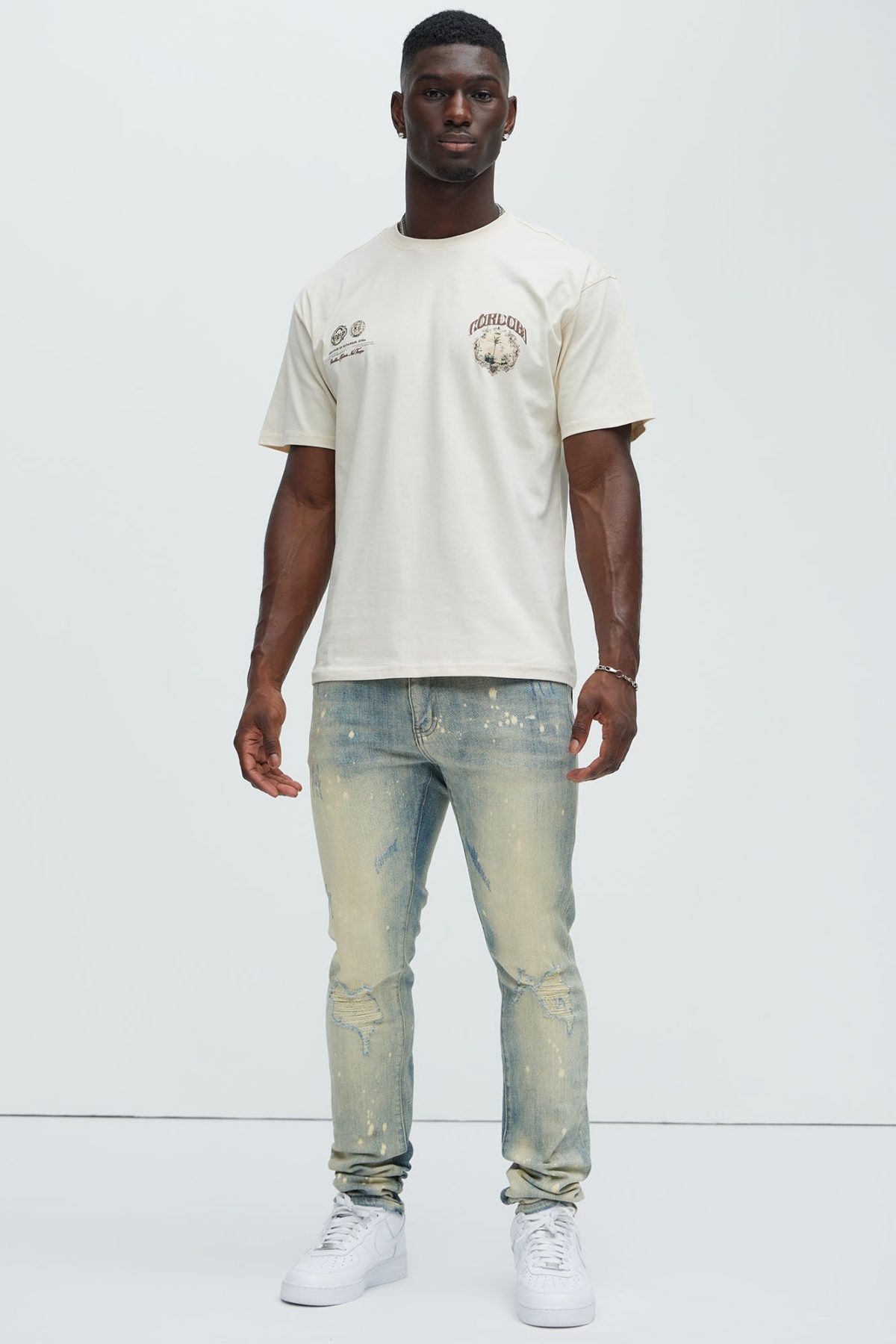 Talk About It Ripped With Bleach Skinny Jeans - Medium Wash