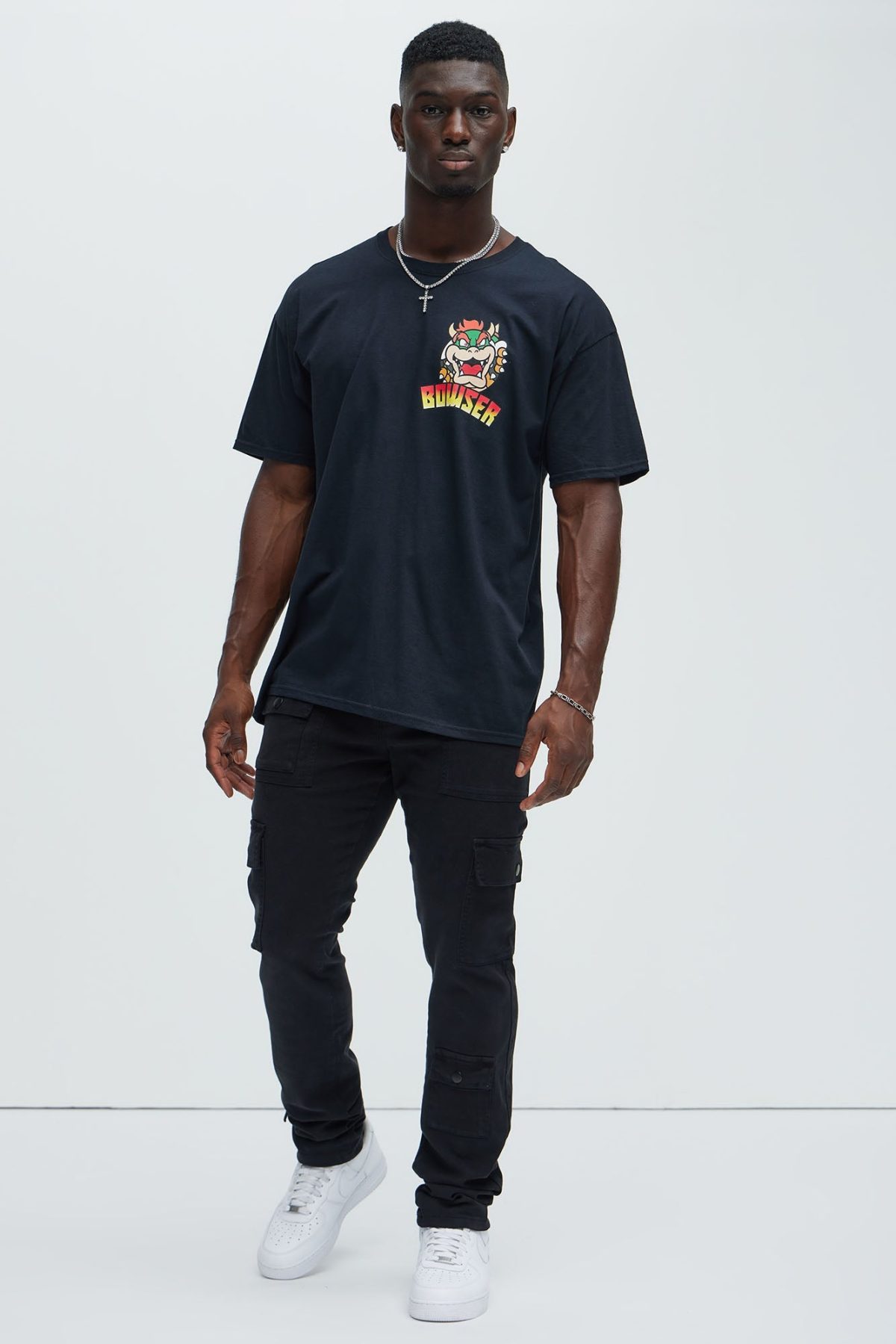 Super Mario Bowser Oversized Short Sleeve Tee - Black