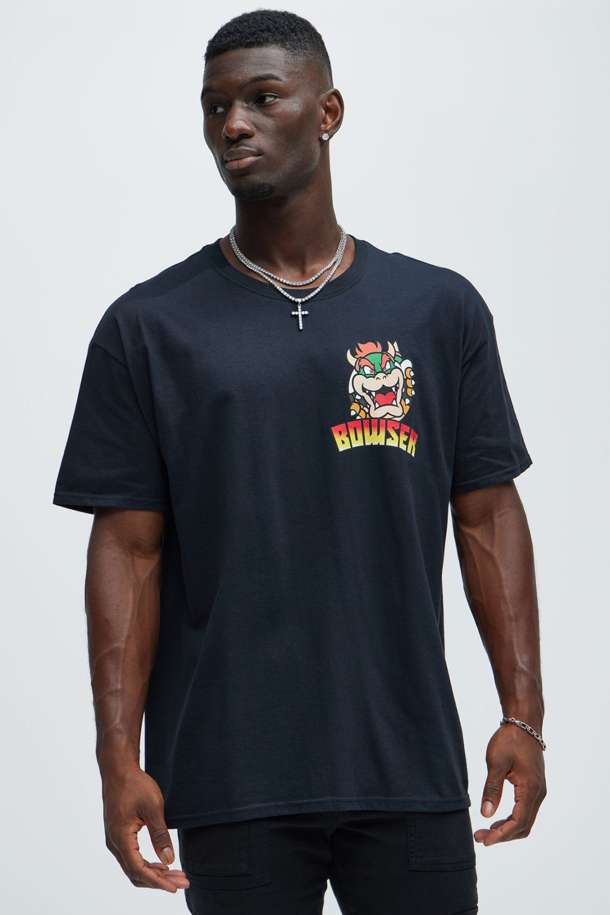 Super Mario Bowser Oversized Short Sleeve Tee - Black