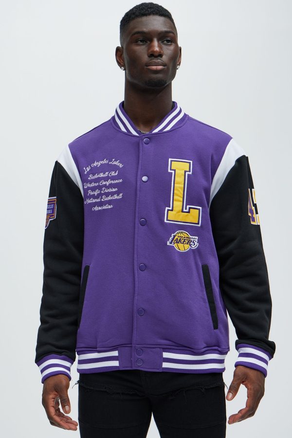 Lakers Fleece Varsity Jacket - Purple