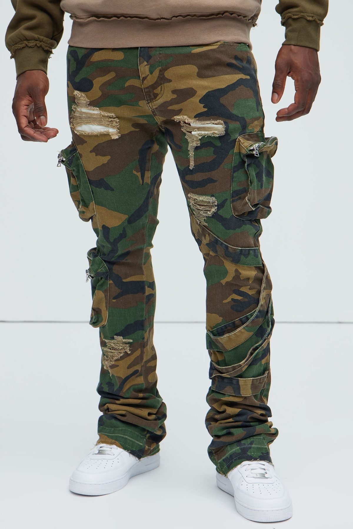 Find Out Cargo Flare Pants - Camouflage