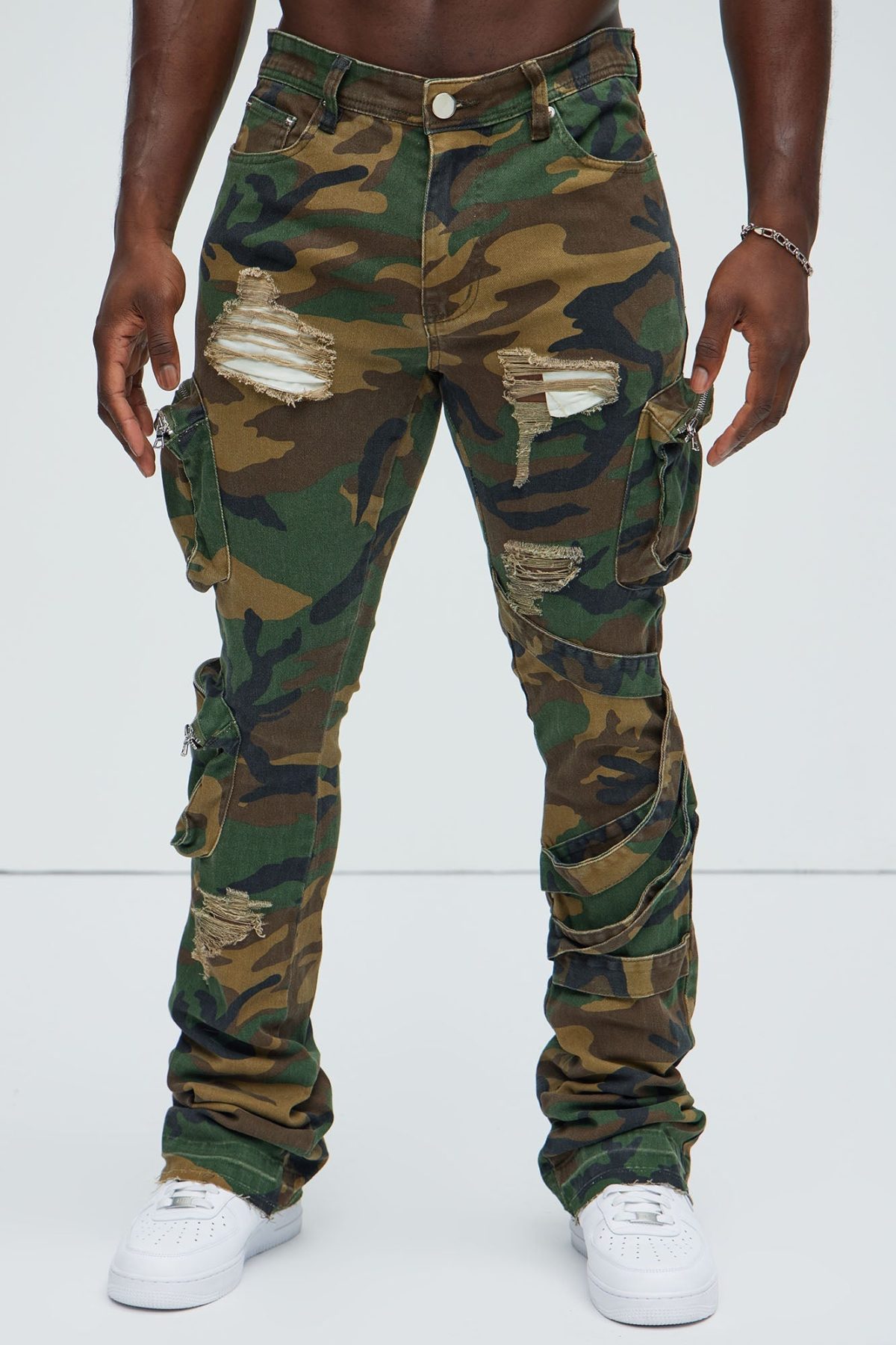 Find Out Cargo Flare Pants - Camouflage