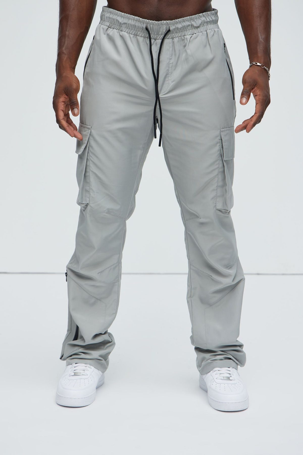 Take Me On Cargo Nylon Pants - Grey