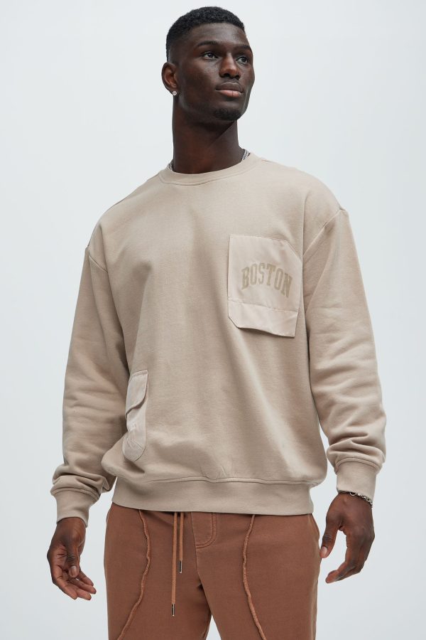 Boston Cargo Pocket Crewneck Sweatshirt - Grey