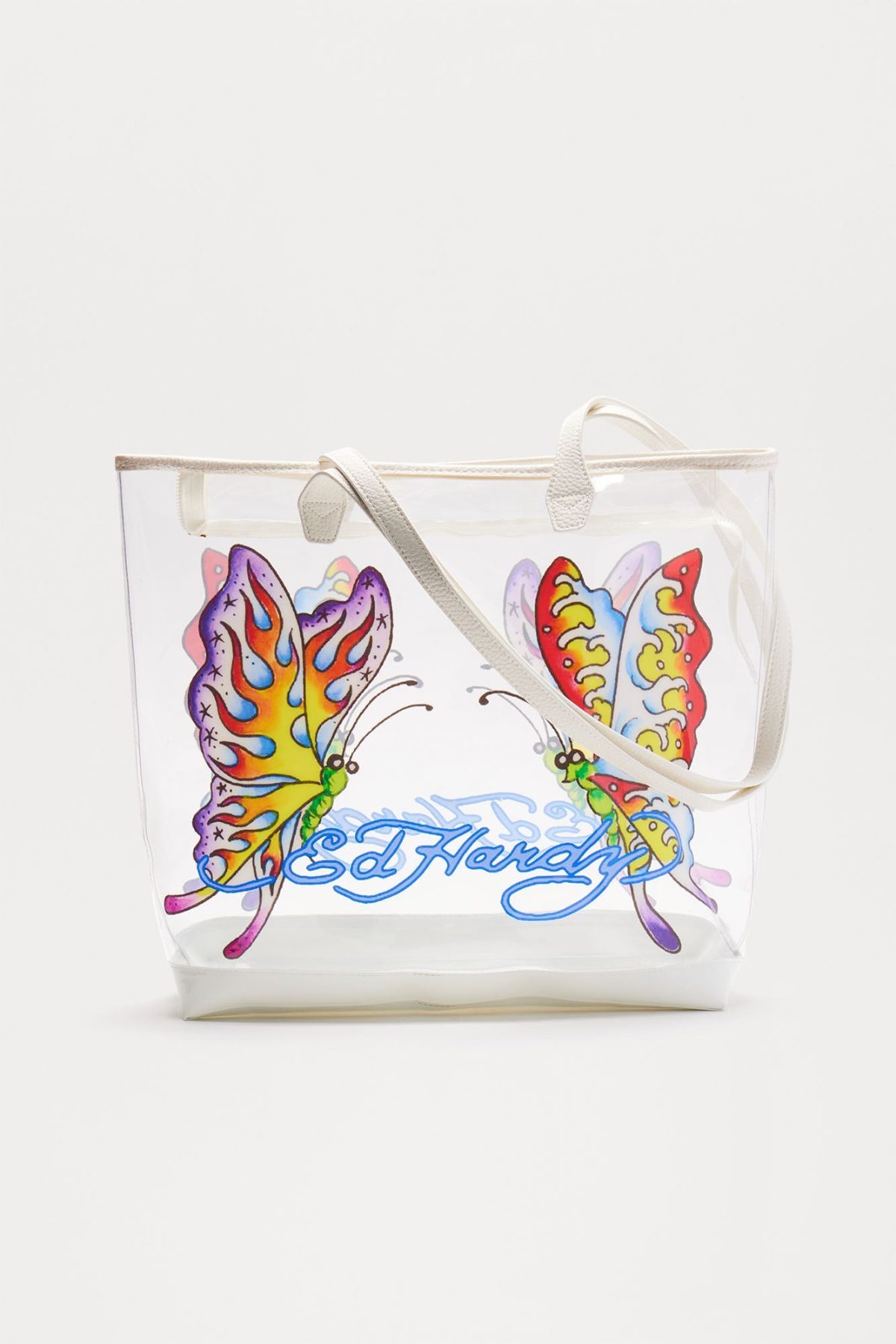 Ed Hardy Butterfly Clear Tote Bag - Purple/combo