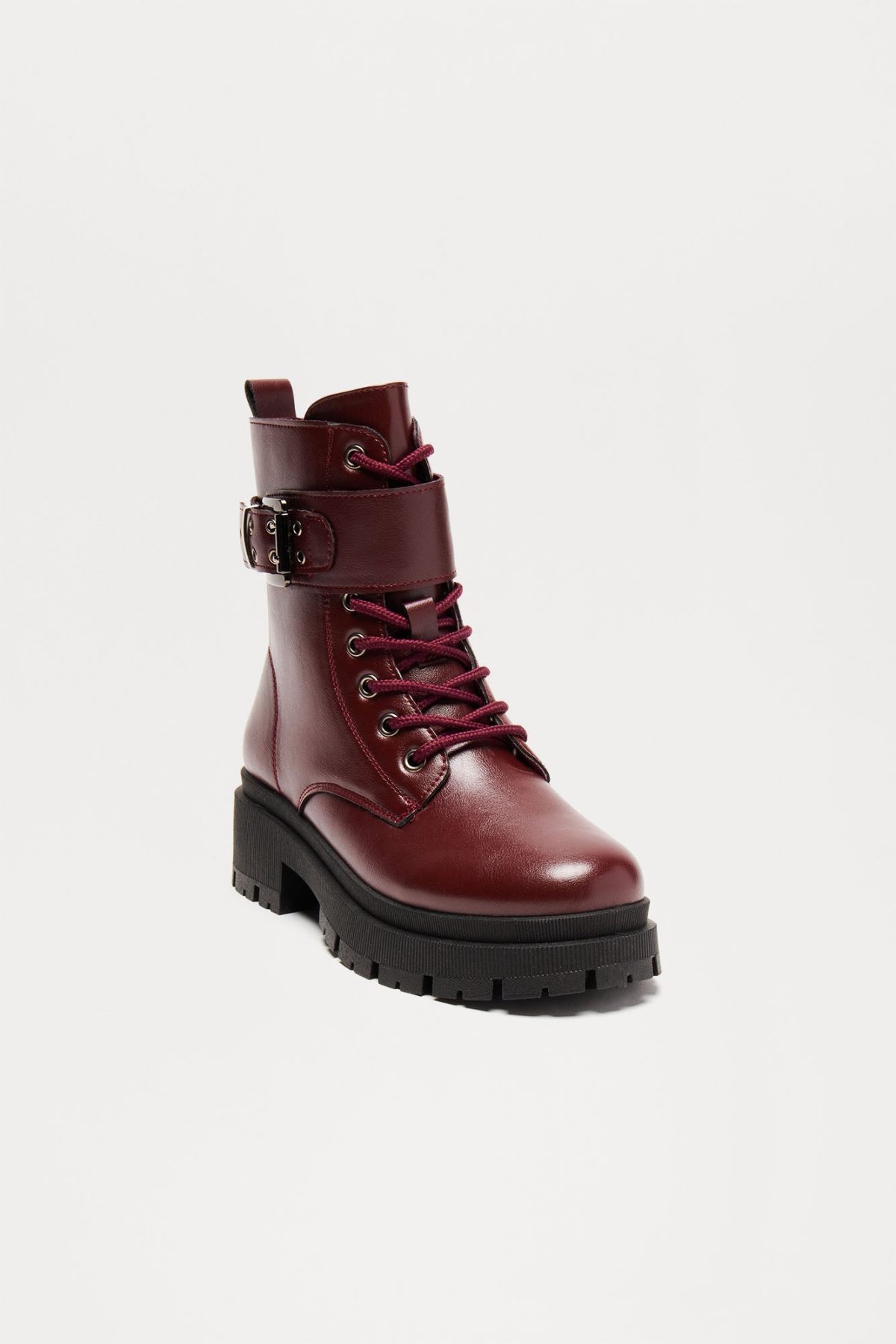 Tory Combat Boots - Burgundy