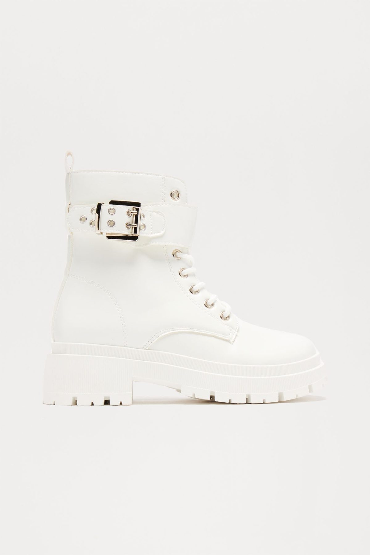 Tory Combat Boots - White