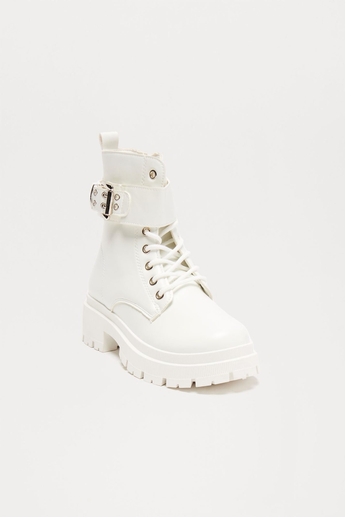 Tory Combat Boots - White