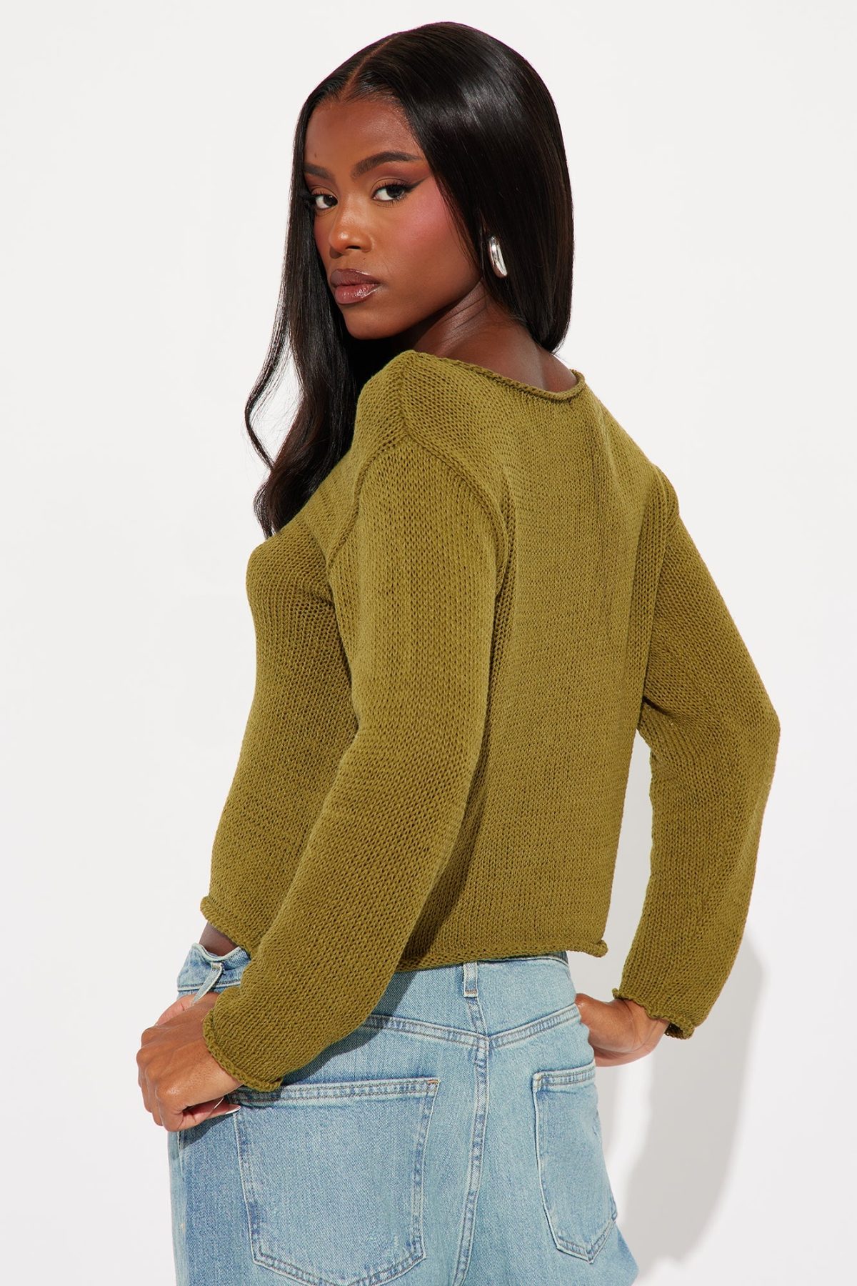 Star Girl Sweater - Olive/combo