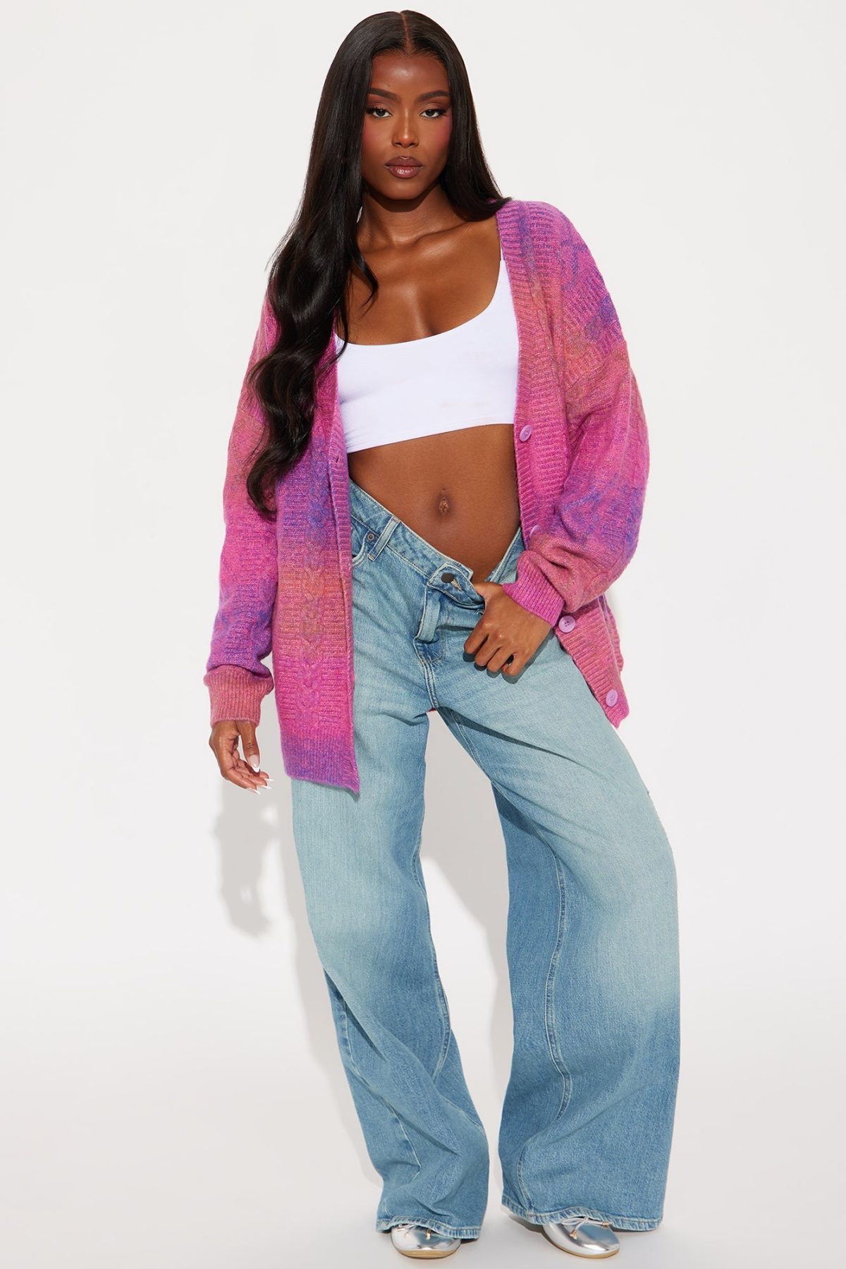 Seasons Change Ombre Cardigan - Pink/combo