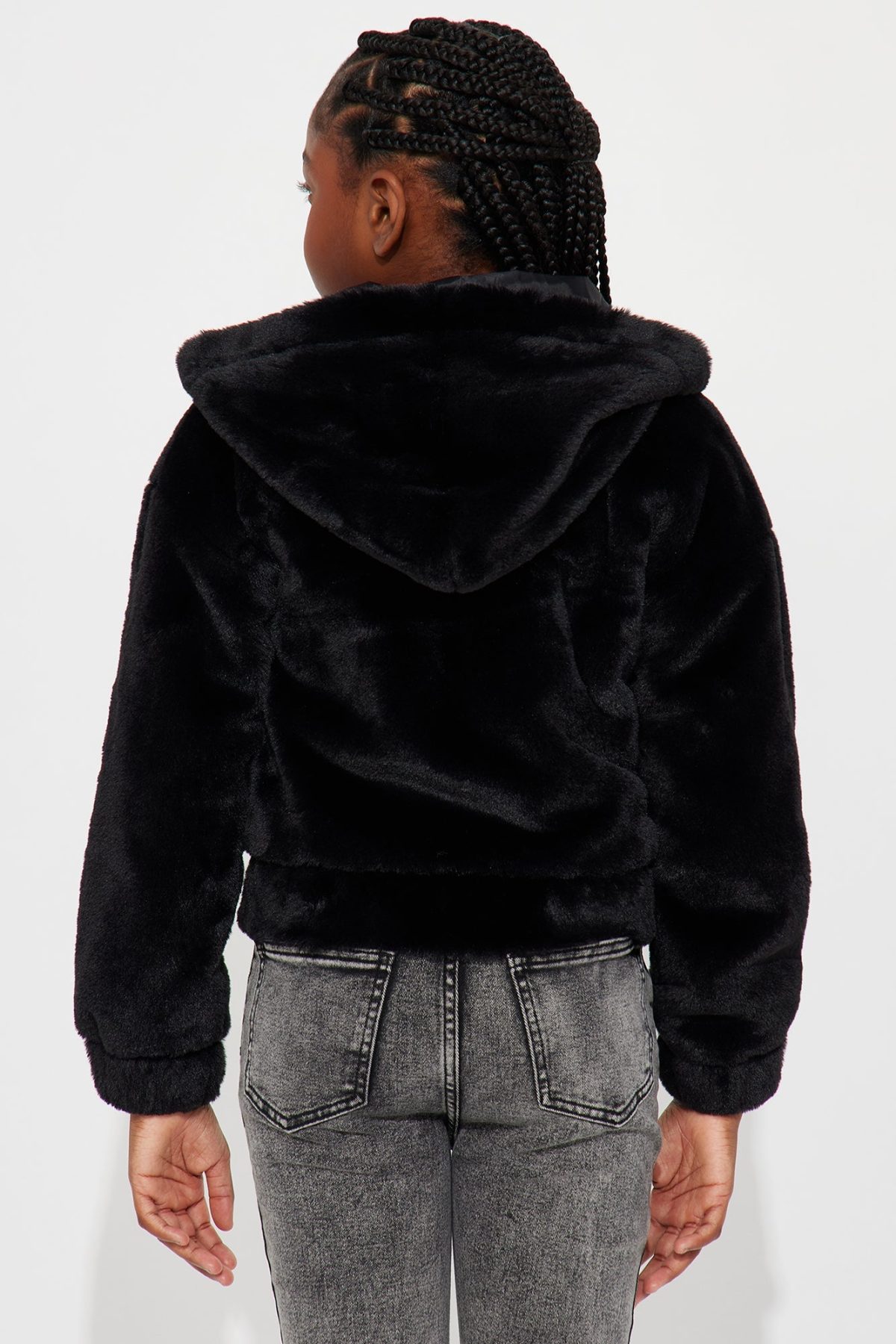 Mini Keepin' Me Warm Faux Fur Bomber - Black