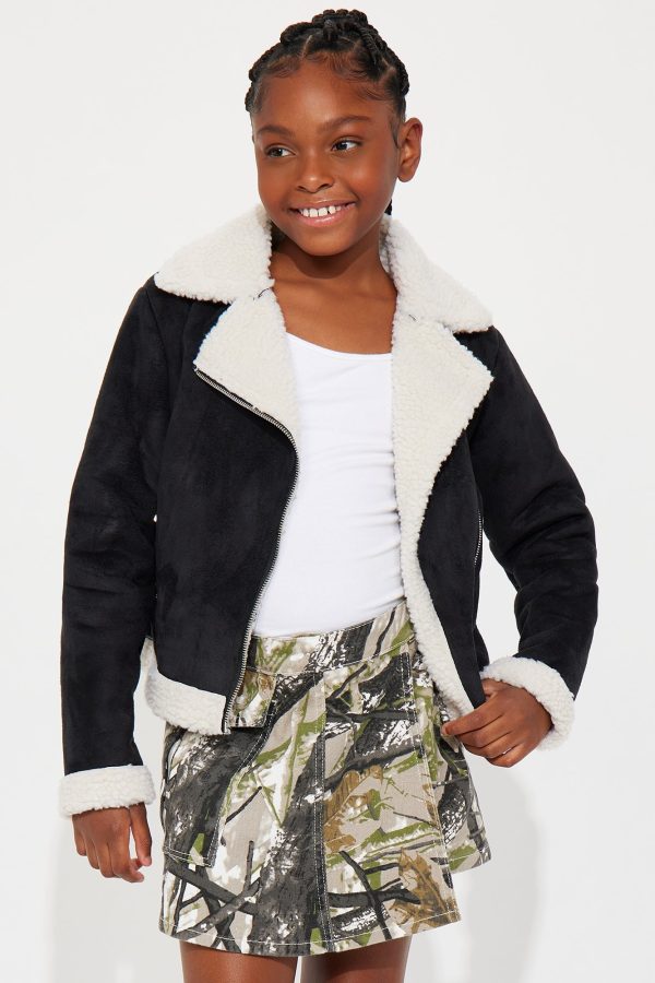 Mini Ready To Ride Shearling Moto Jacket - Black