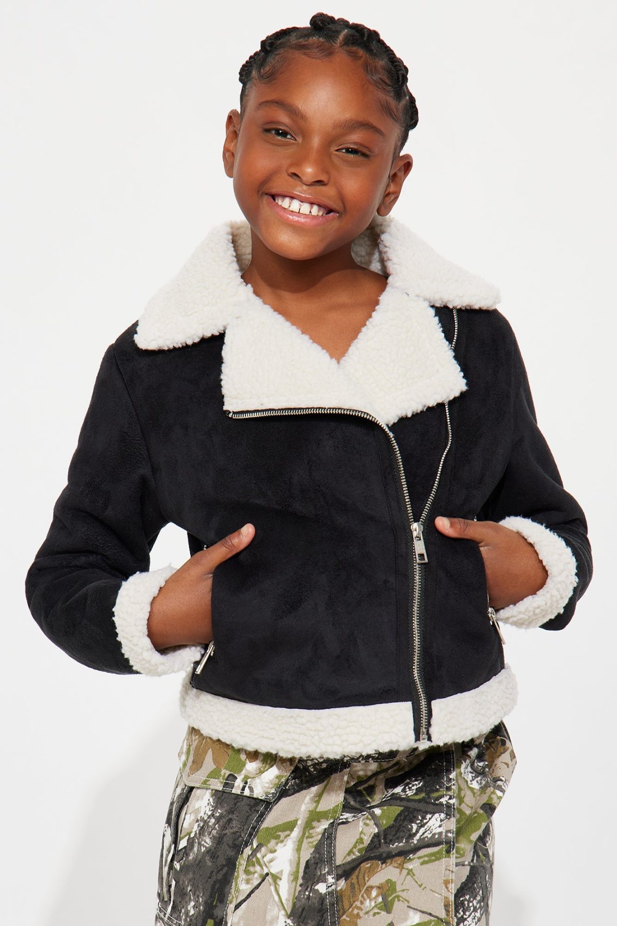 Mini Ready To Ride Shearling Moto Jacket - Black