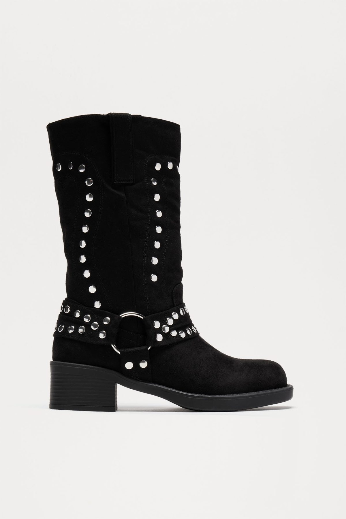 Riley Studded Knee High Boots - Black