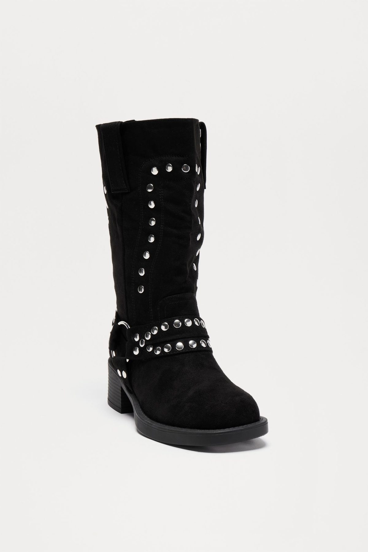 Riley Studded Knee High Boots - Black