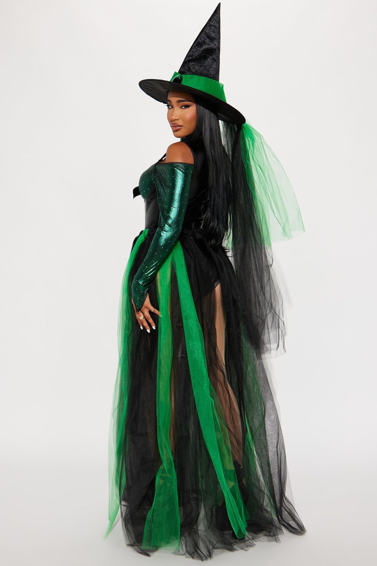 Green Emerald Witch 3 Piece Costume Set - Green/combo