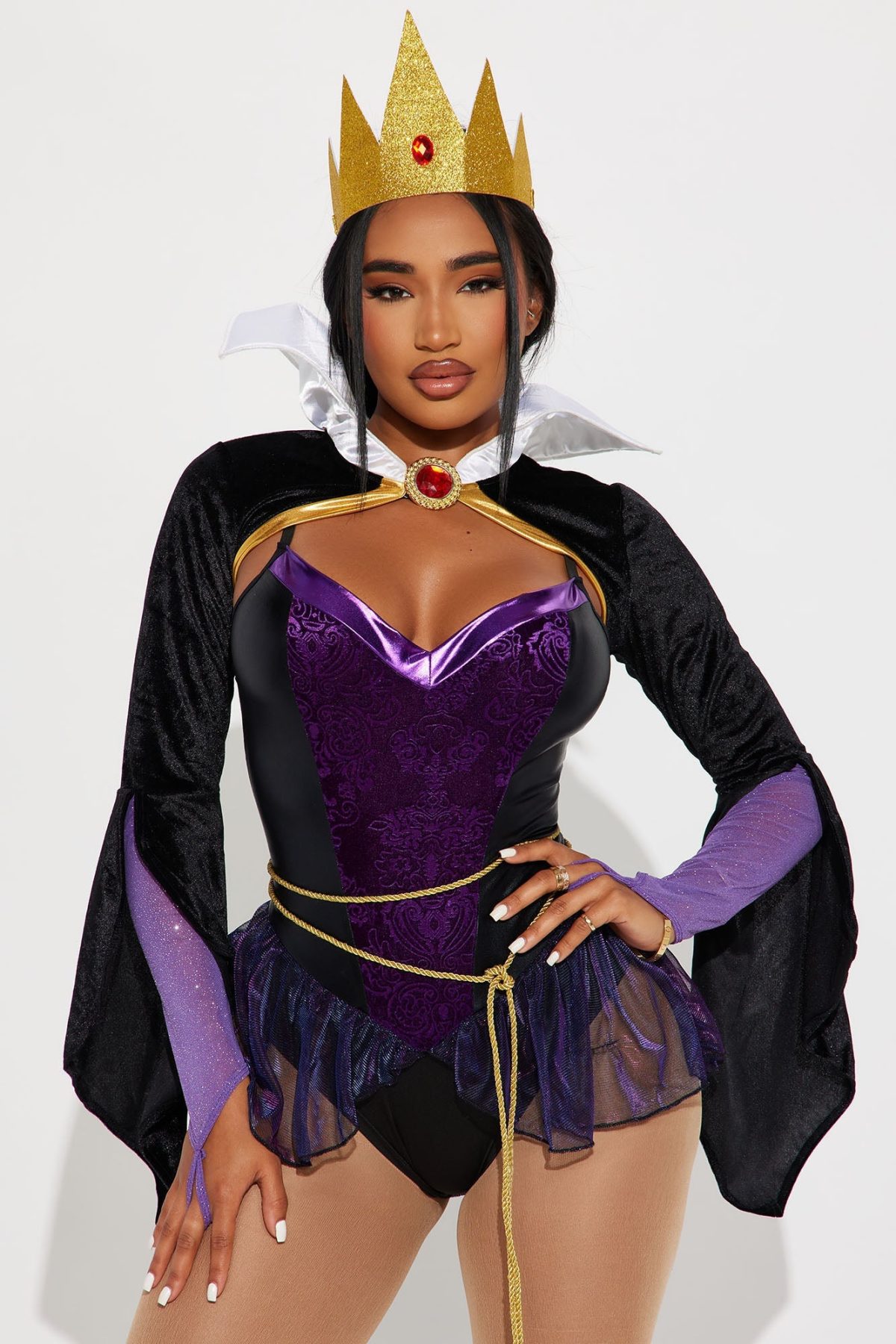 Evil Apple Queen 4 Piece Costume Set - Black/Purple