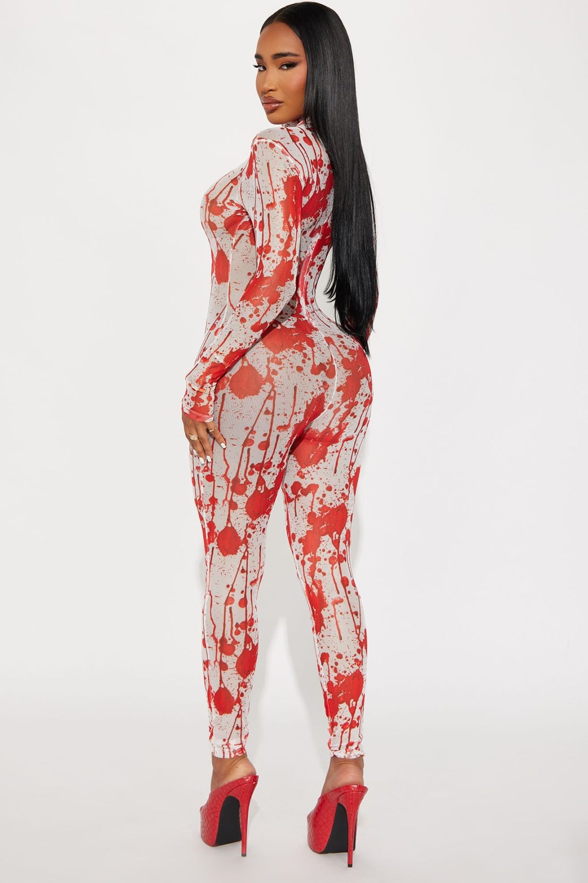 Bloody Babe Jumpsuit Costume - Red/combo