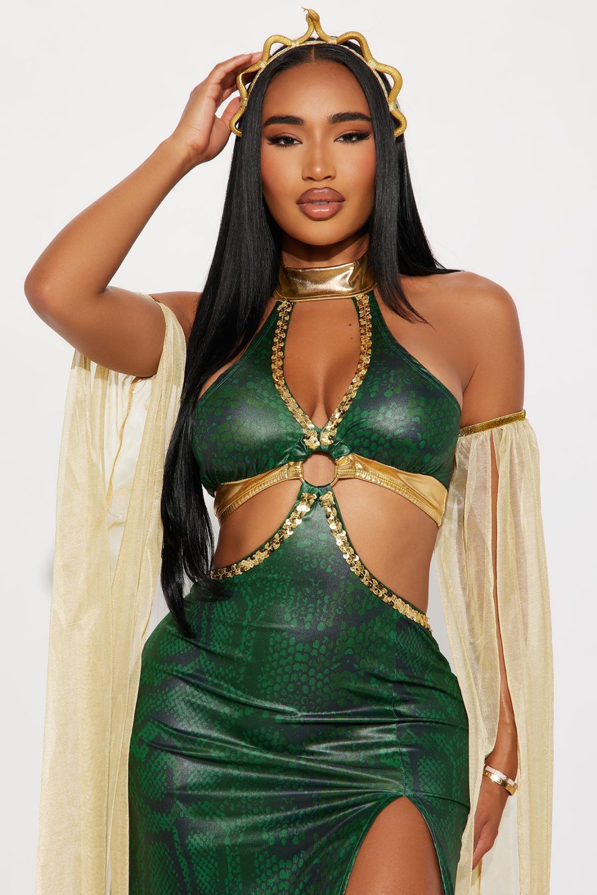 Mistress Medusa 3 Piece Costume Set - Green/combo