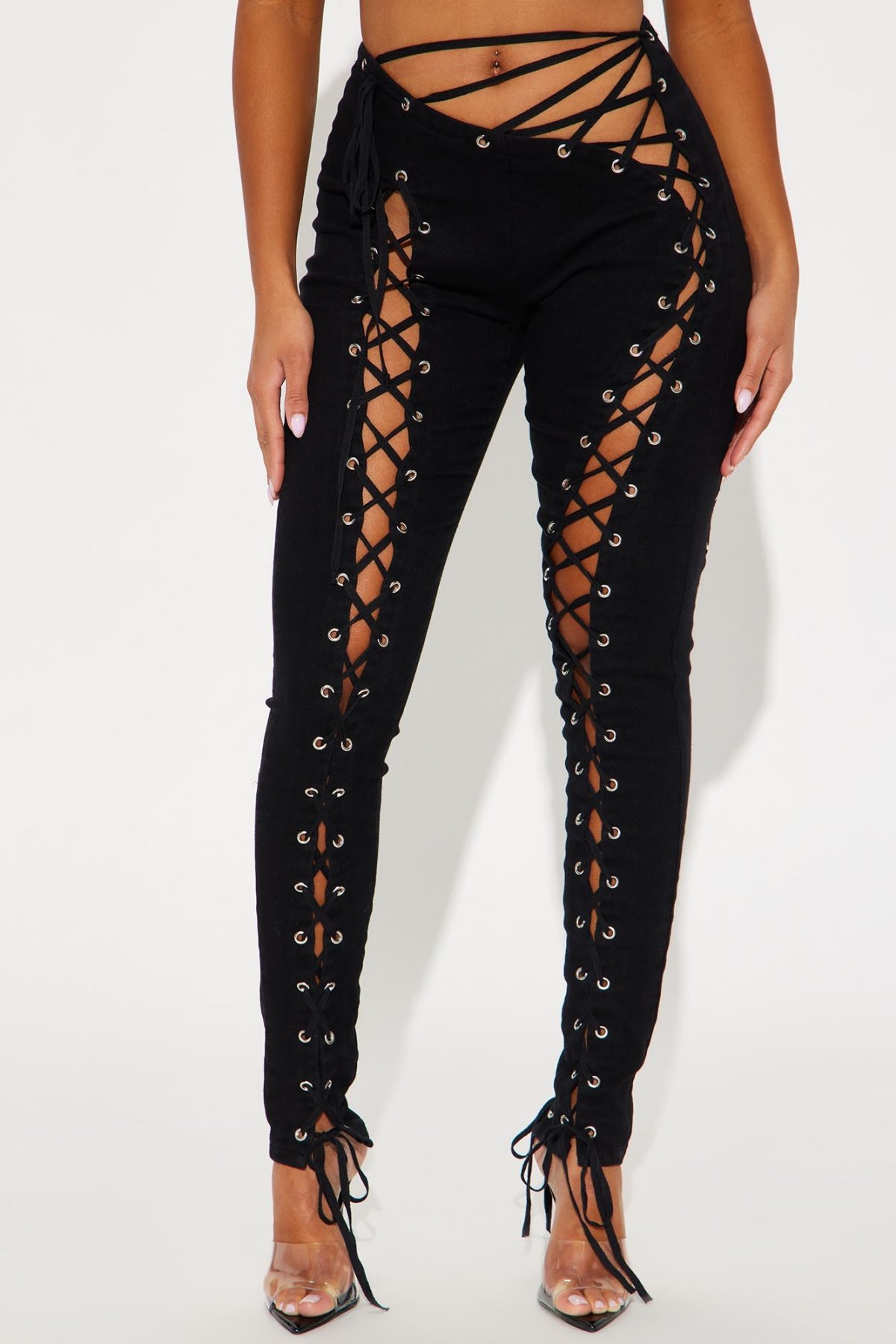 Mission Accomplished Lace Up Skinny Pant - Black