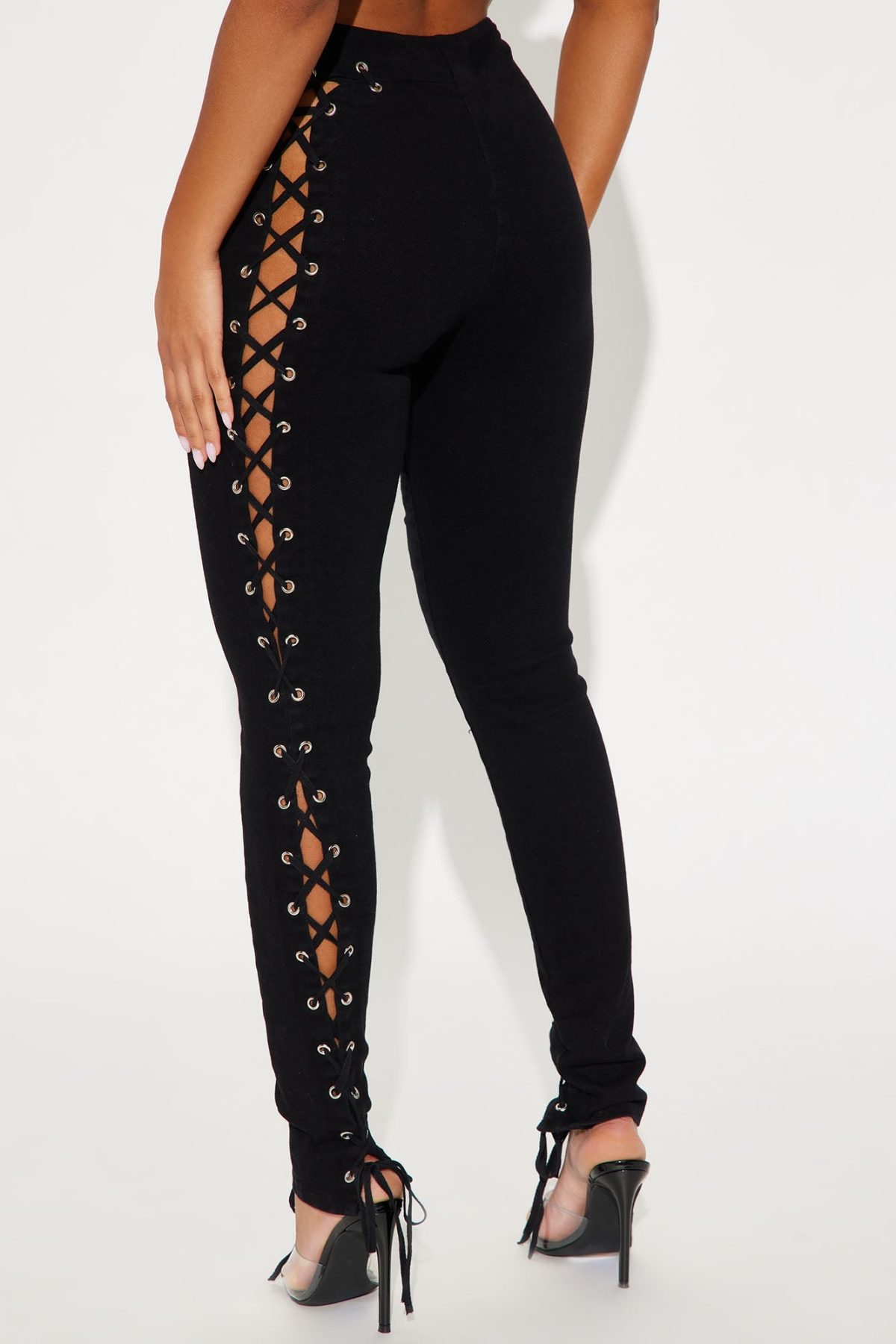 Mission Accomplished Lace Up Skinny Pant - Black