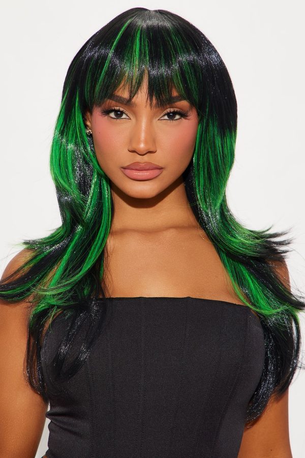 Tempting Temptress Layered Costume Wig - Black/Green