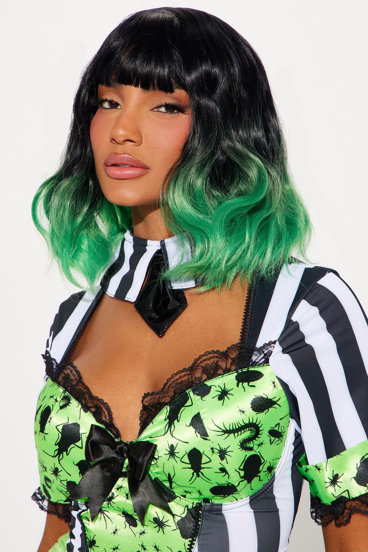 Misbehaving Babe Ombre Costume Wig - Black/Green