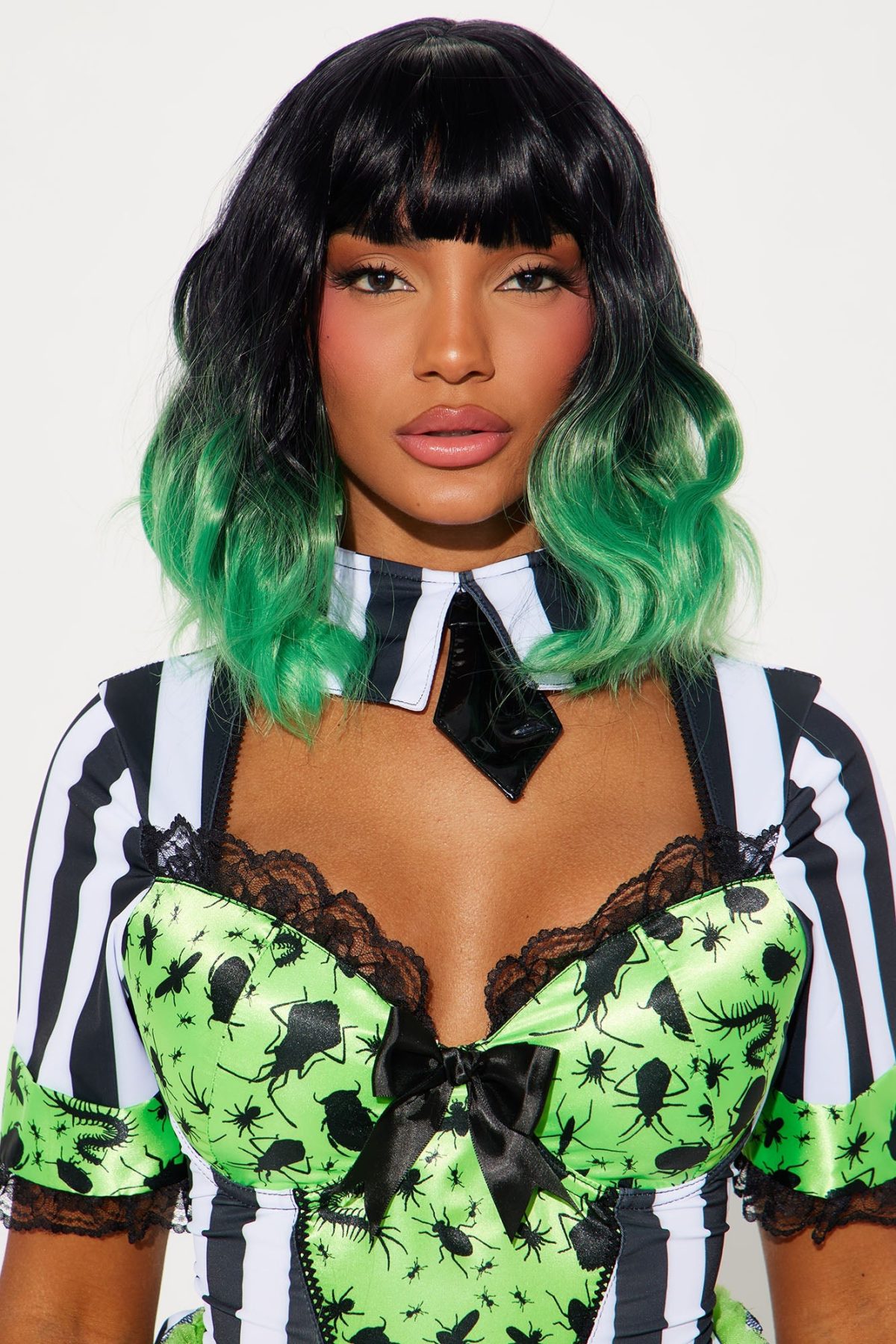 Misbehaving Babe Ombre Costume Wig - Black/Green