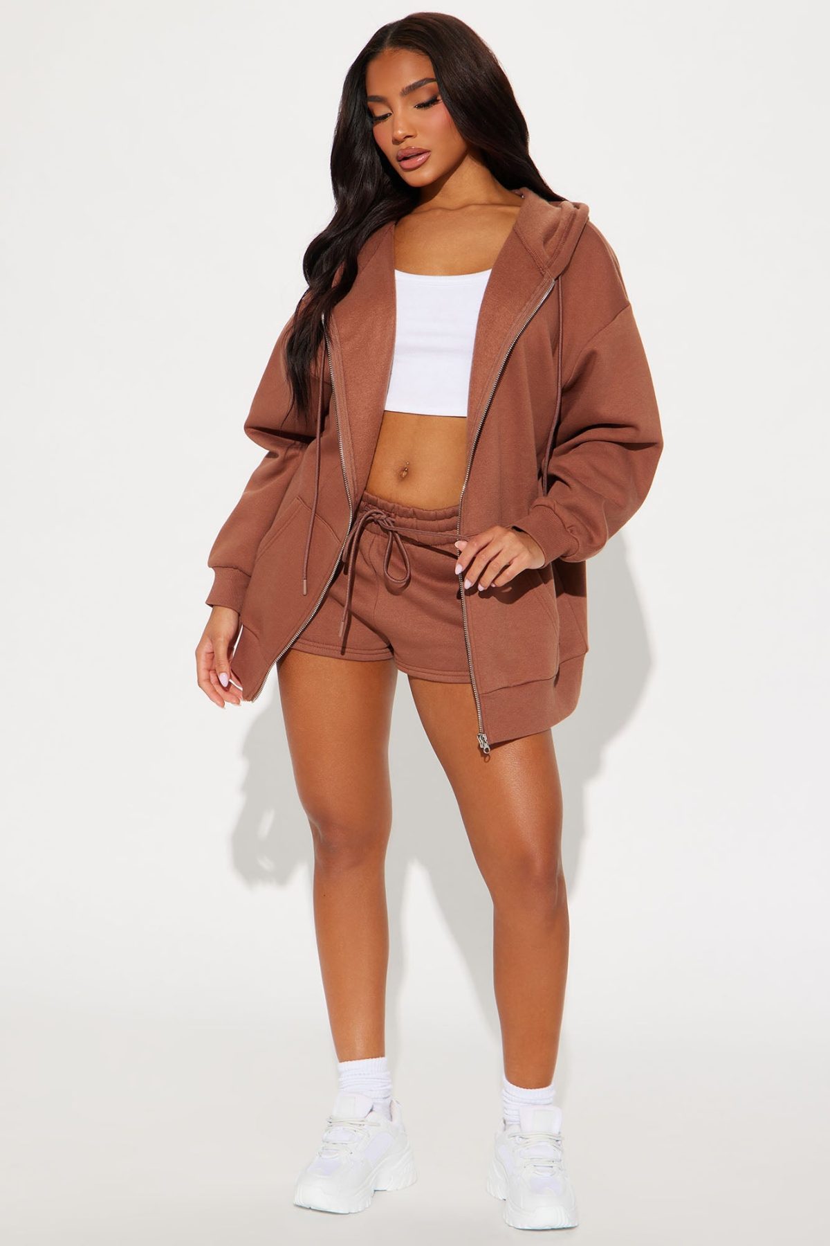 The Perfect Fit Fleece Short Set - Mocha