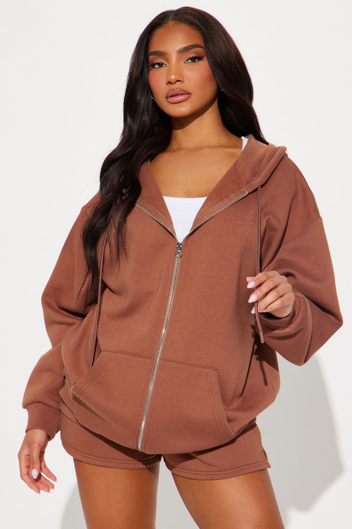 The Perfect Fit Fleece Short Set - Mocha