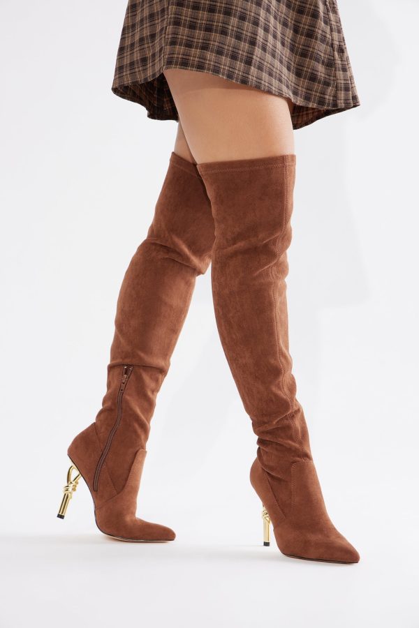 Leave The Drama Thigh High Boots - Brown