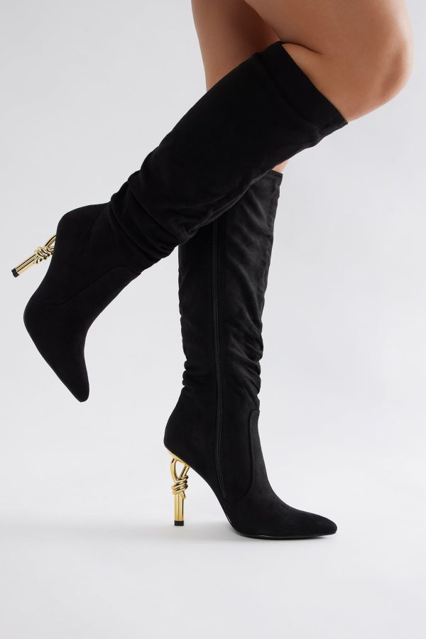 Knot My Problem Knee High Boots - Black