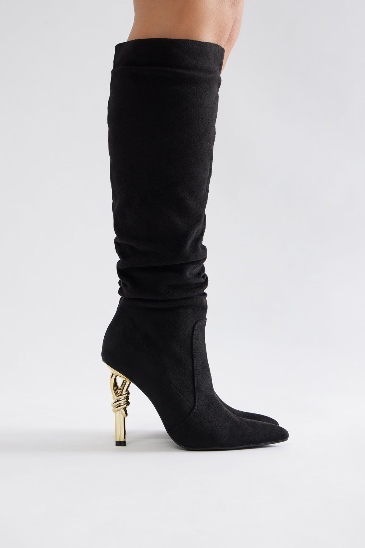 Knot My Problem Knee High Boots - Black