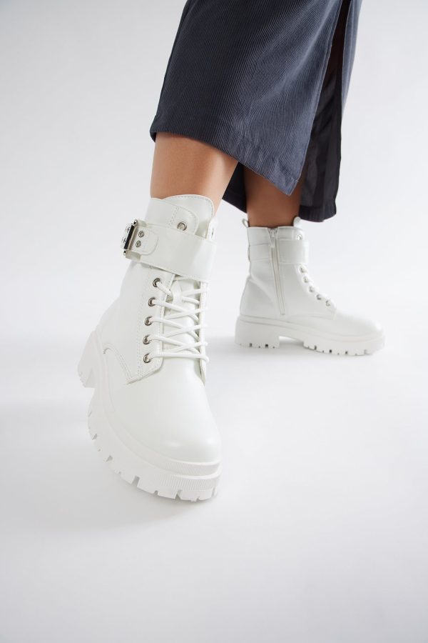 Tory Combat Boots - White