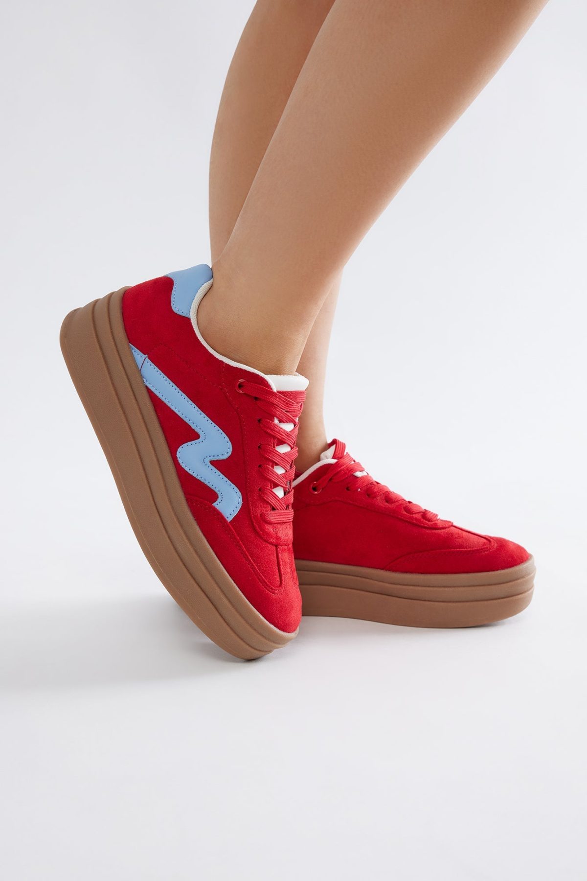 Drew Platform Sneakers - Red/combo