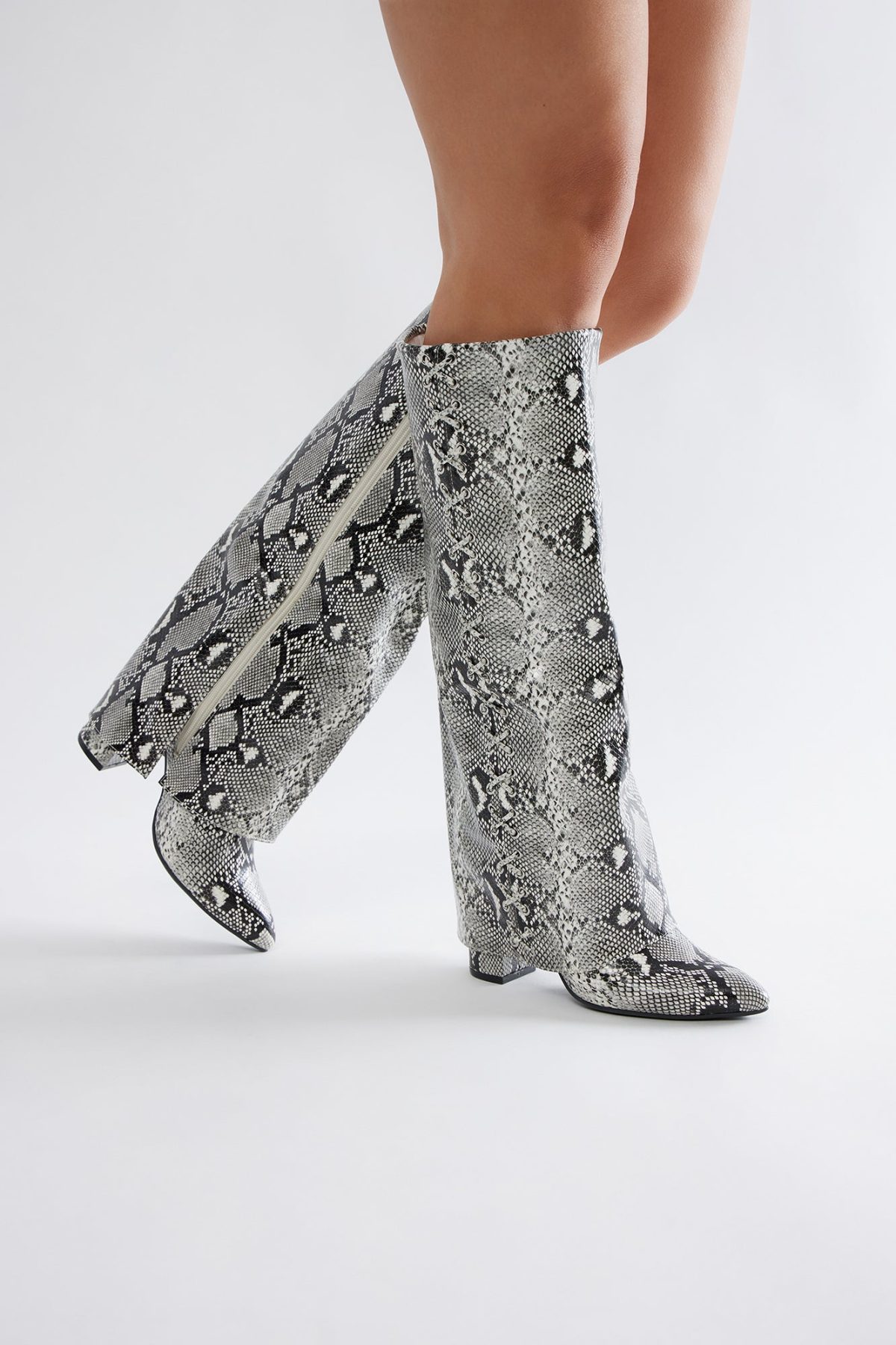 Unmistakable Knee High Boots - Black/White