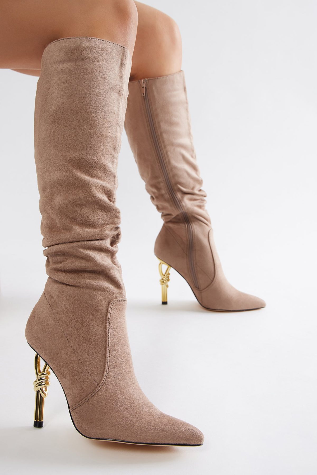 Knot My Problem Knee High Boots - Taupe