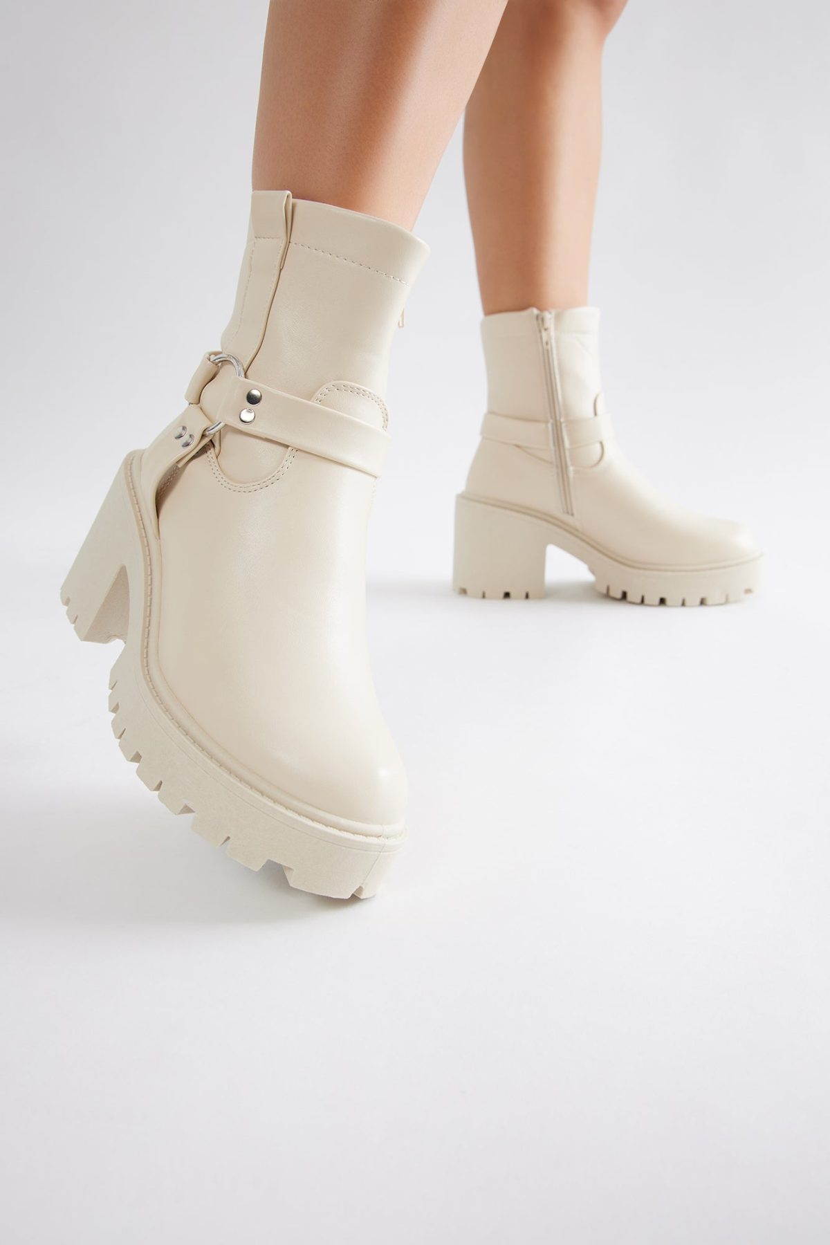 Wiley Heeled Booties - Beige