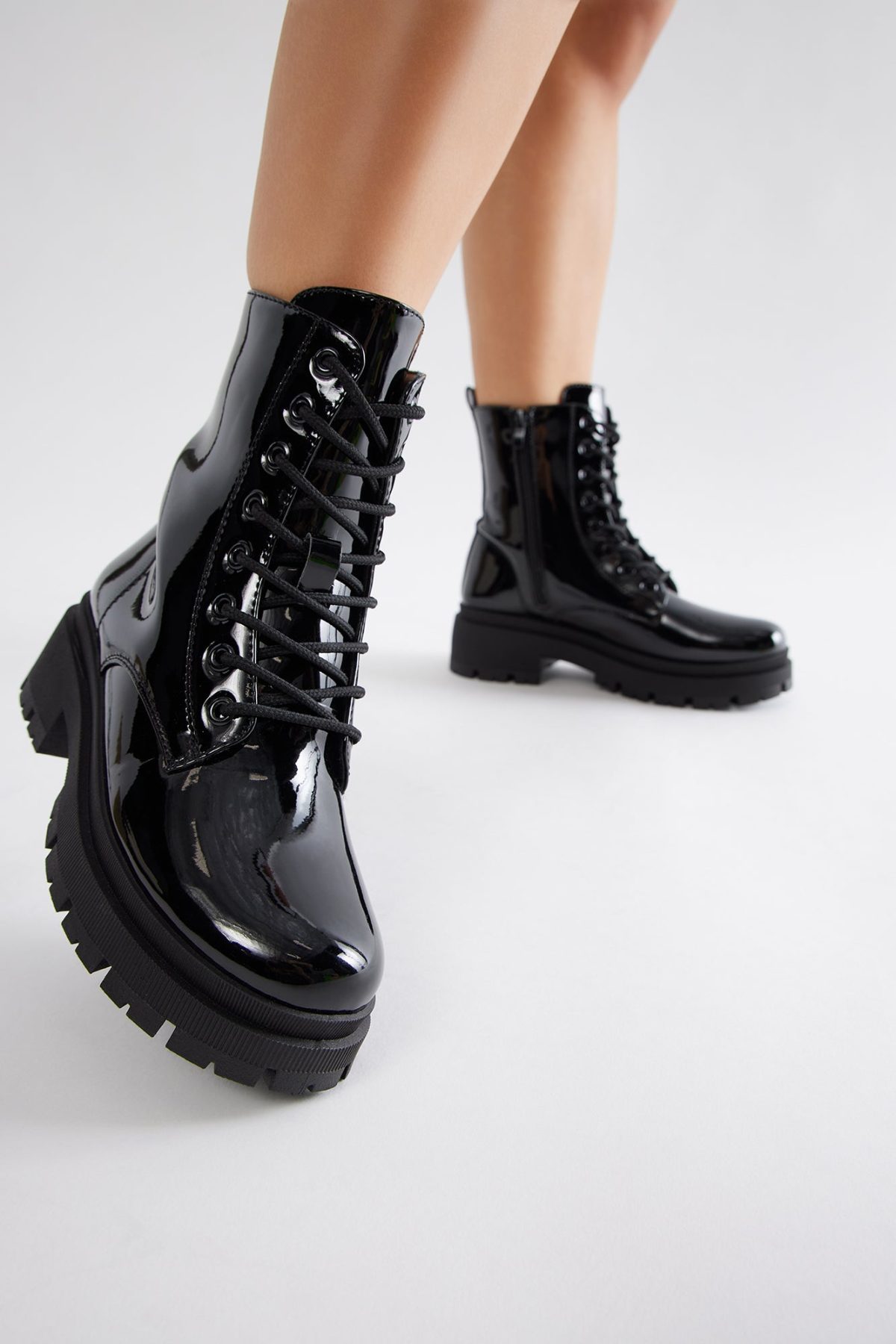 Far From You Buckle Combat Boots - Black