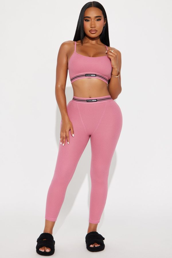 Nova Sleep Waffle PJ Jogger Set - Hot Pink