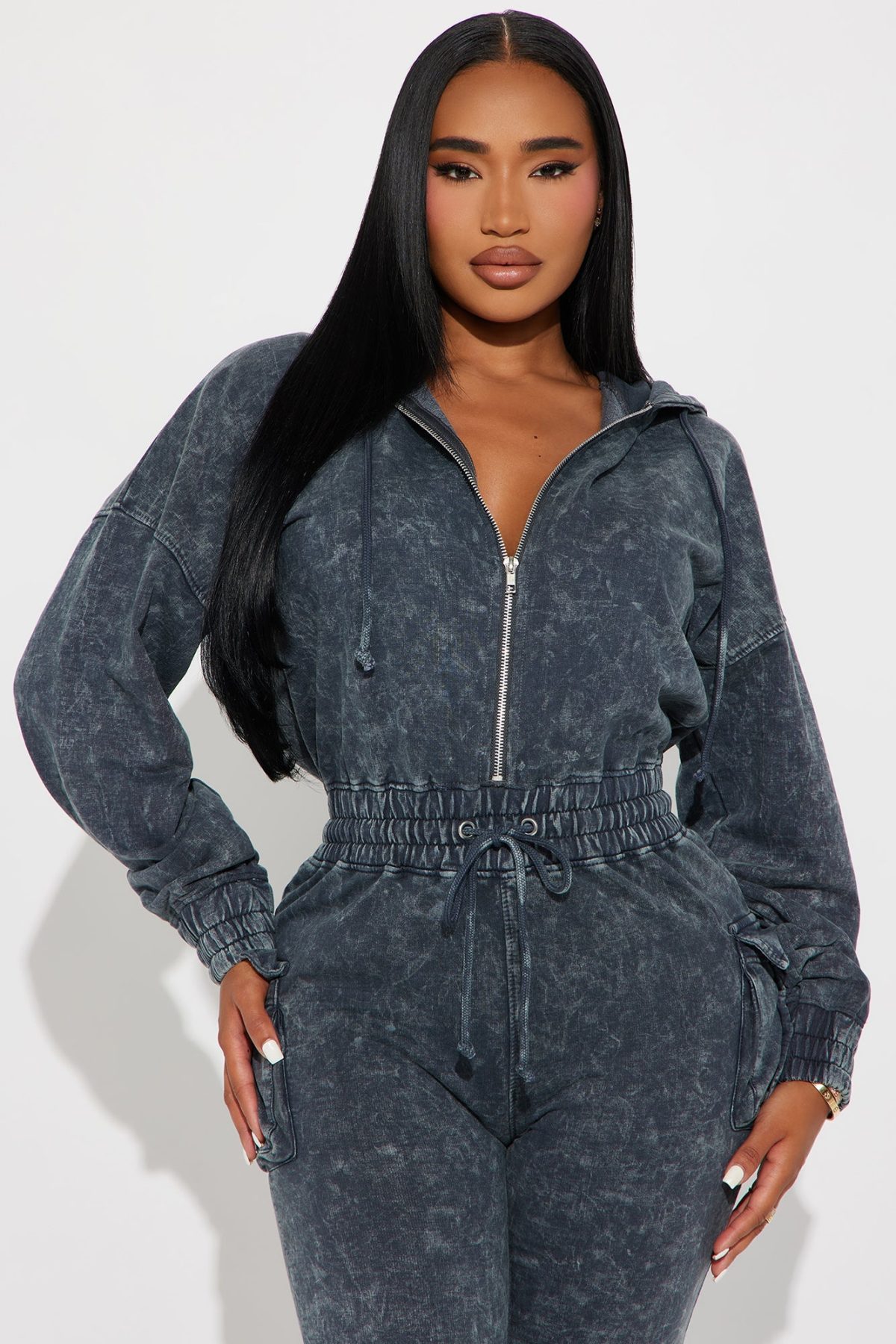 Found My Peace Washed Jumpsuit - Navy